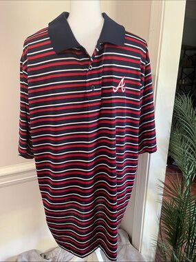 NWOT Majestic Cool Base Atlanta Braves Polo Shirt Size XL extra large mens